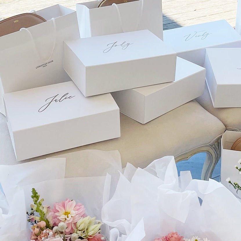 Personalised Bridesmaids Gift Box White - Vorfreude Stationery