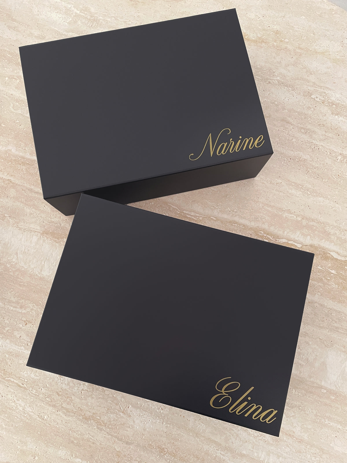 Bridesmaid Gift Box Corner Personalised (Black) - Vorfreude Stationery