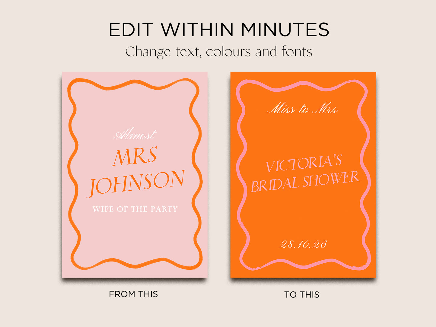 Hens Bachelorette Welcome Sign Editable Canva Template | Wavy - Vorfreude Stationery