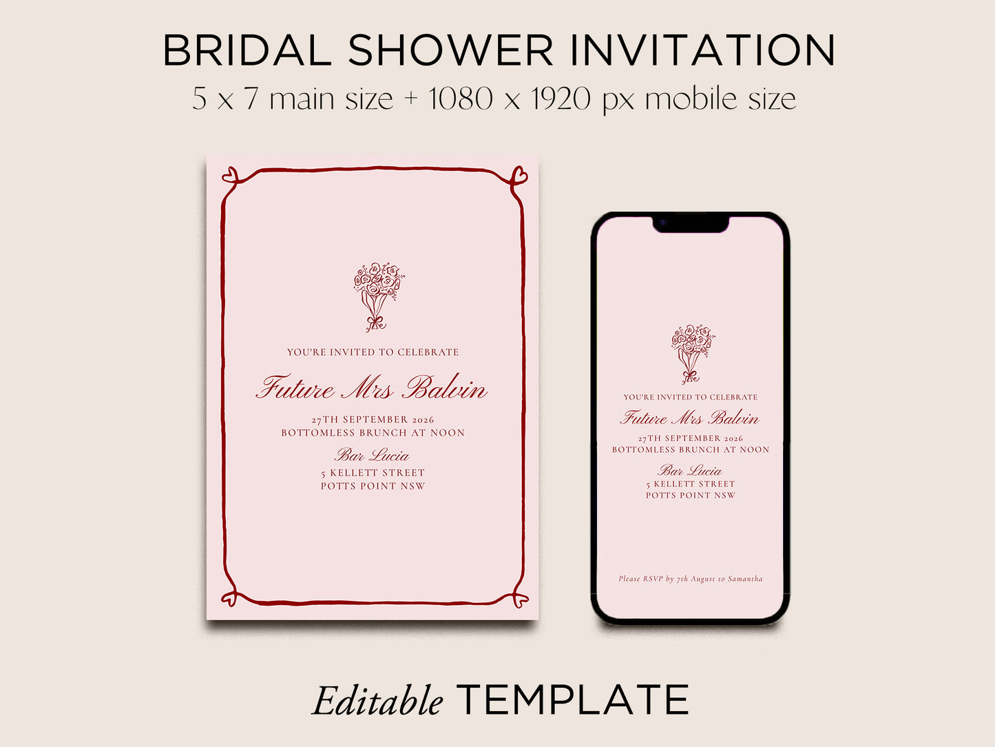 Hens Party Invite Editable Canva Template | Beloved - Vorfreude Stationery