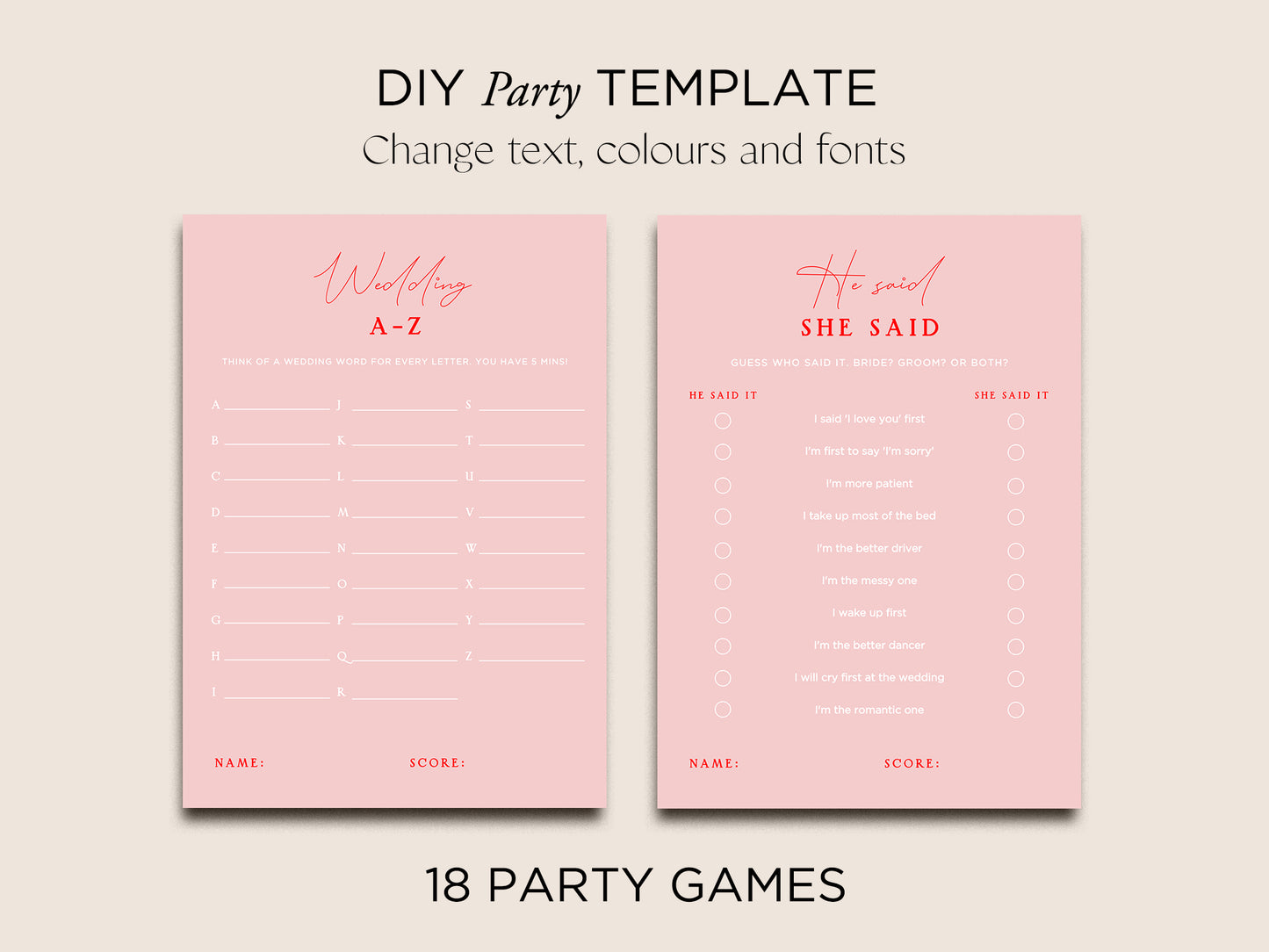 Hens Bachelorette Party Games Canva Template | Smitten - Vorfreude Stationery