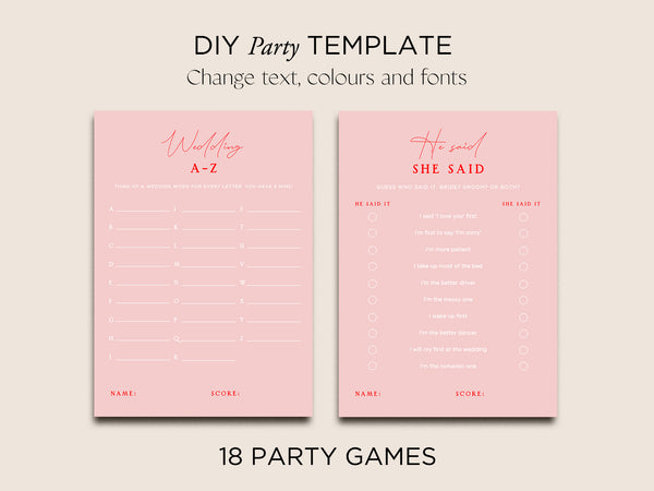 Hens Bachelorette Party Games Canva Template | Smitten