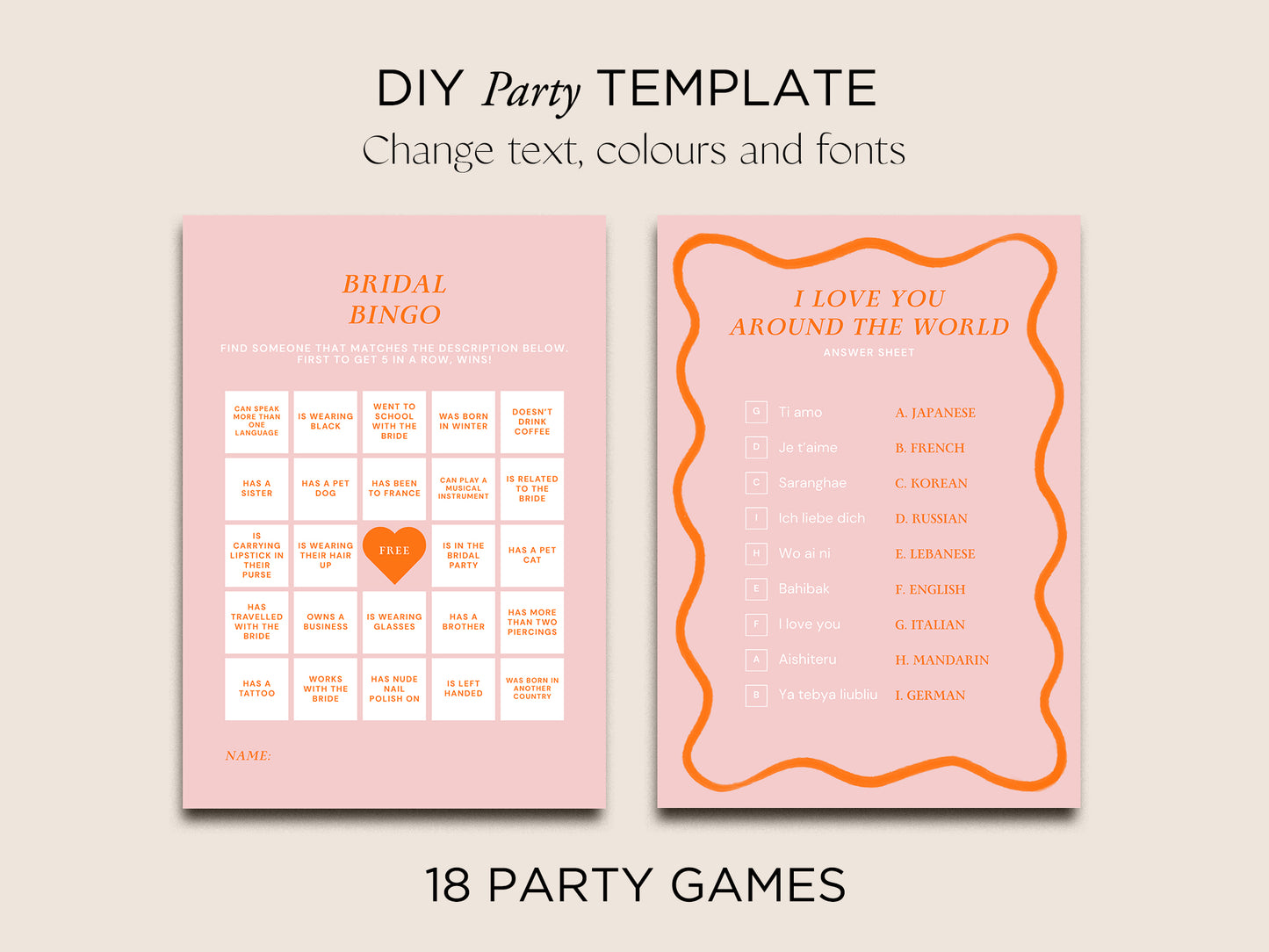 Hens Bachelorette Party Games Canva Template | Wavy - Vorfreude Stationery