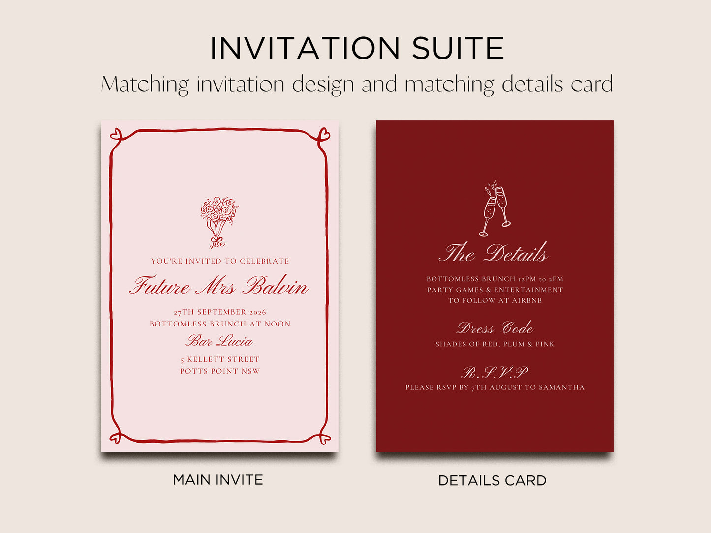 Hens Party Invite Editable Canva Template | Beloved - Vorfreude Stationery