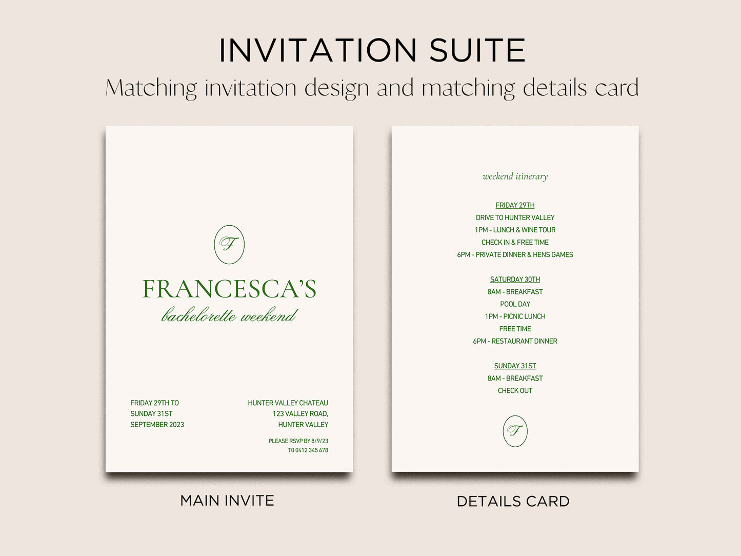 Hens Party Invite Editable Canva Template | Brasserie - Vorfreude Stationery