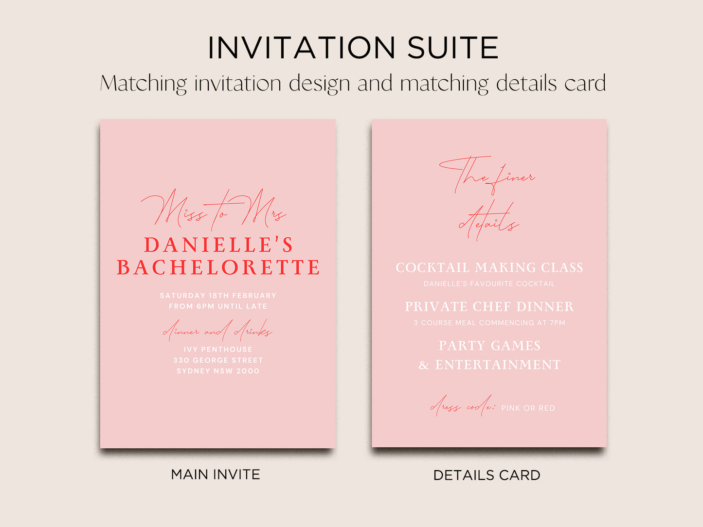 Hens Party Invite Editable Canva Template | Smitten - Vorfreude Stationery
