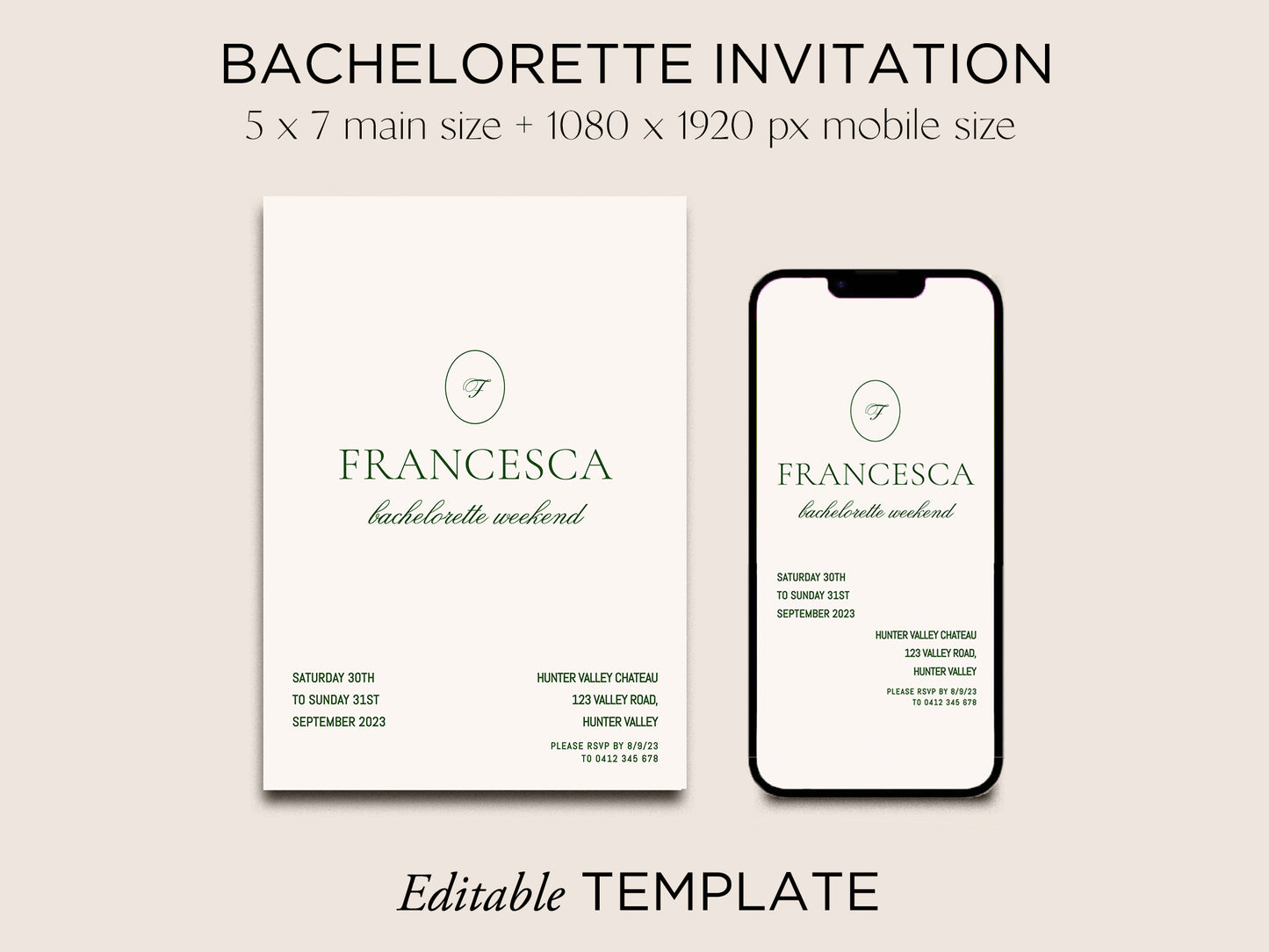 Hens Invitation Editable Template - Brasserie - Vorfreude Stationery