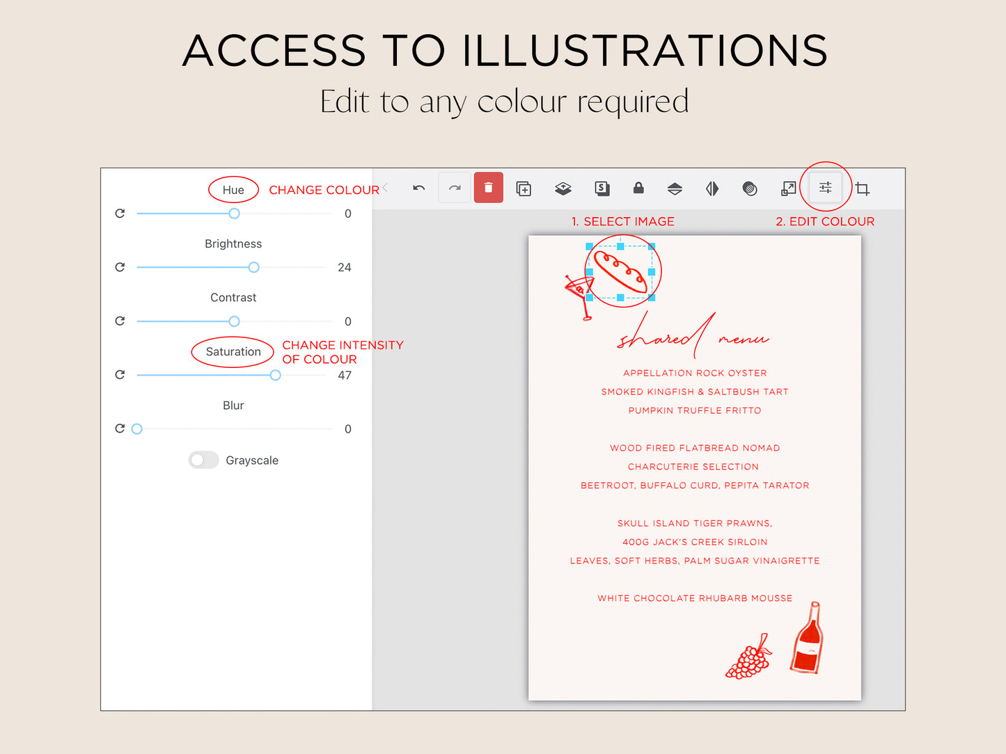 Menu & Place Card Editable Template | Sweethearts - Vorfreude Stationery