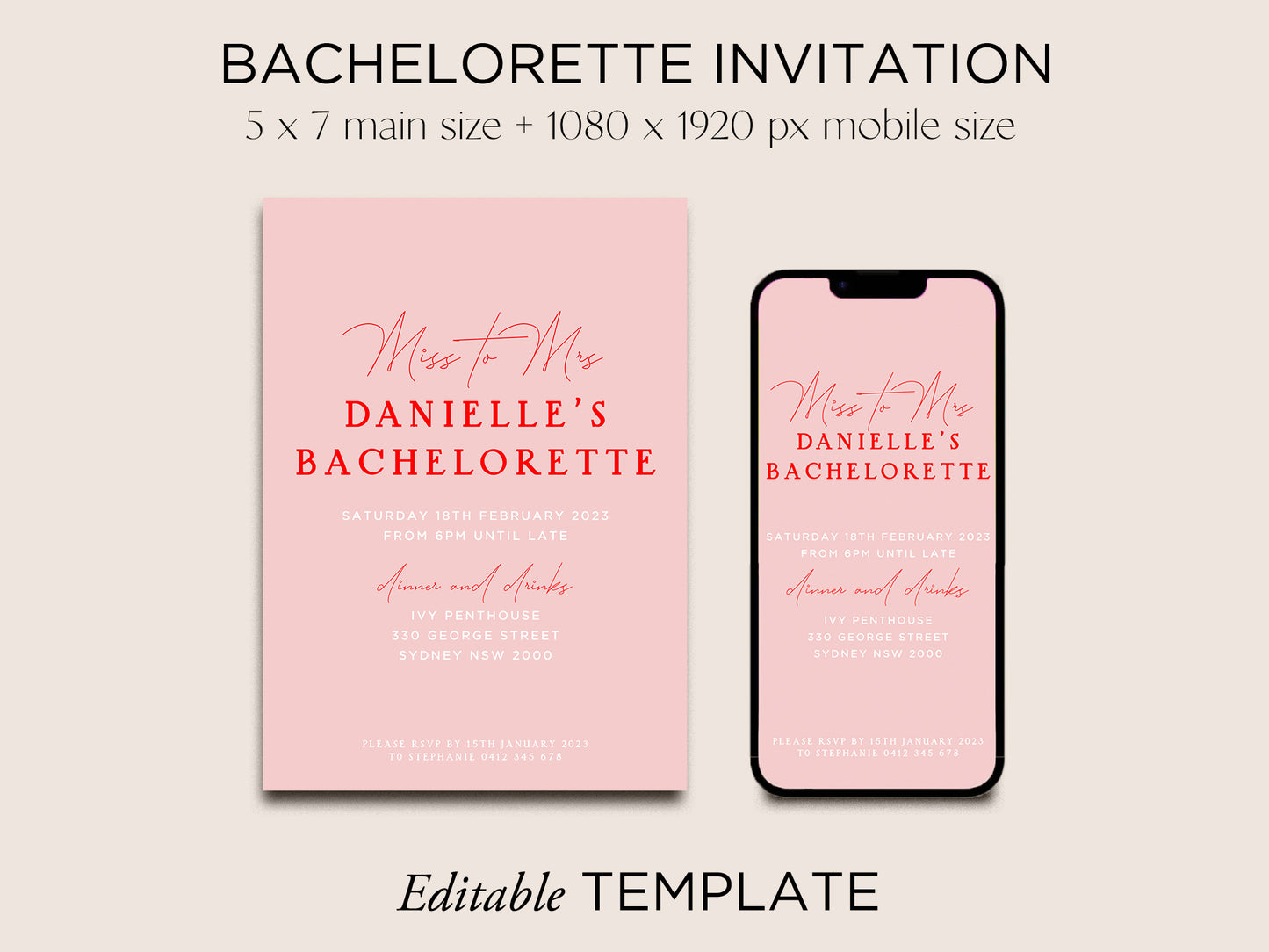 Hens Invitation Editable Template - Smitten - Vorfreude Stationery