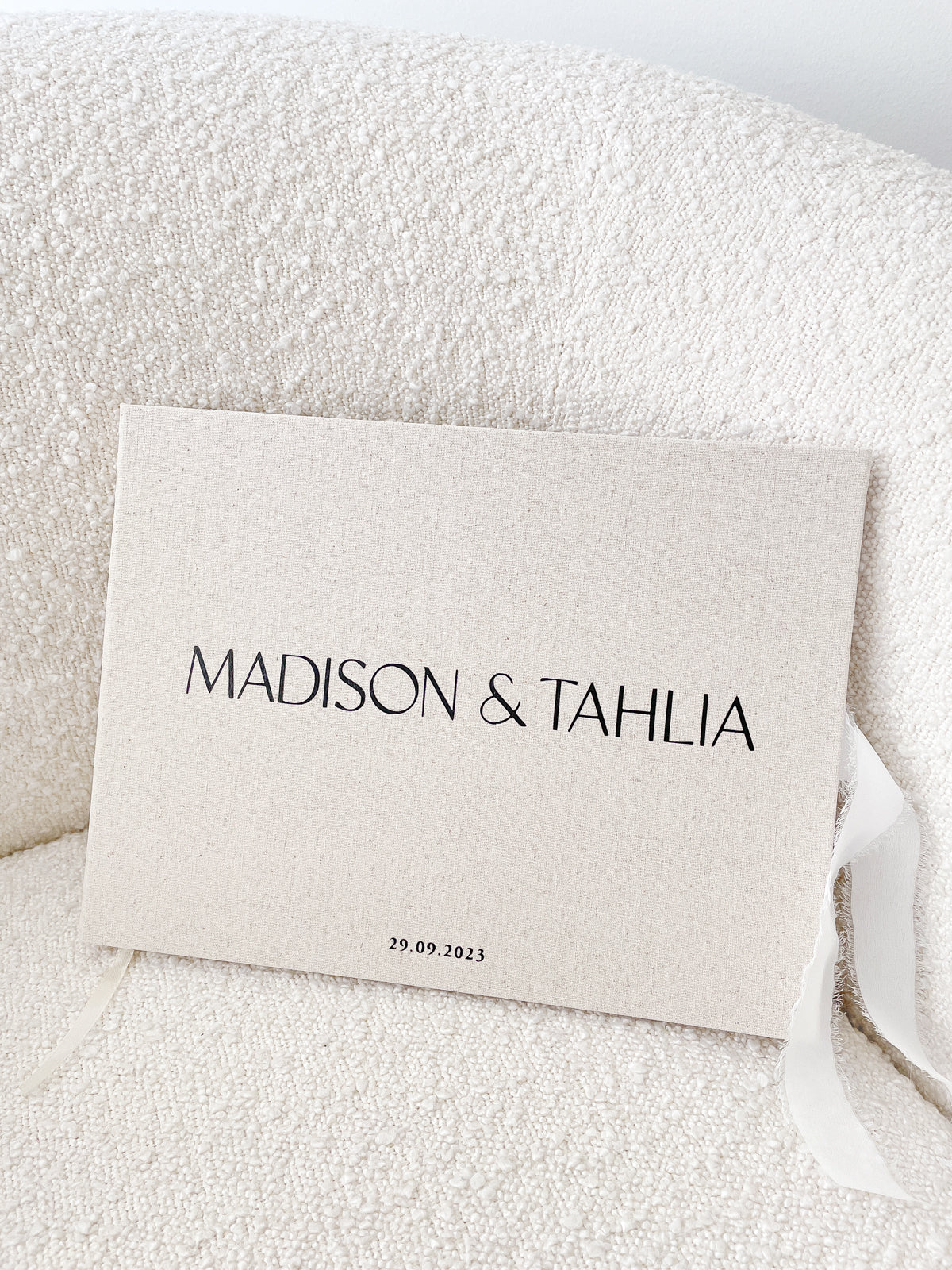 Minimalistic Linen Wedding Guest Book - Vorfreude Stationery