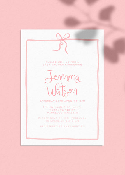 Baby Shower Invite Editable Template | Pink Bow