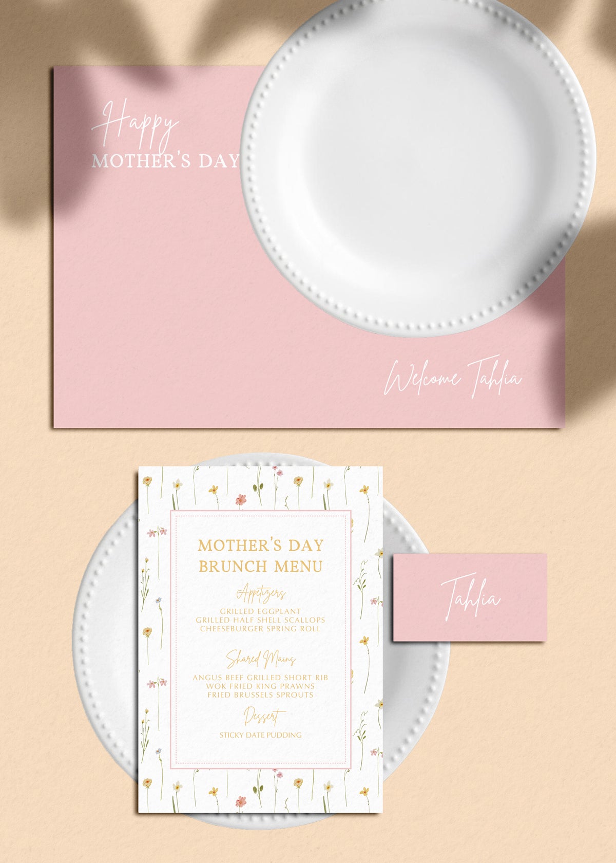 Menu & Place Card Editable Template | Prairie - Vorfreude Stationery