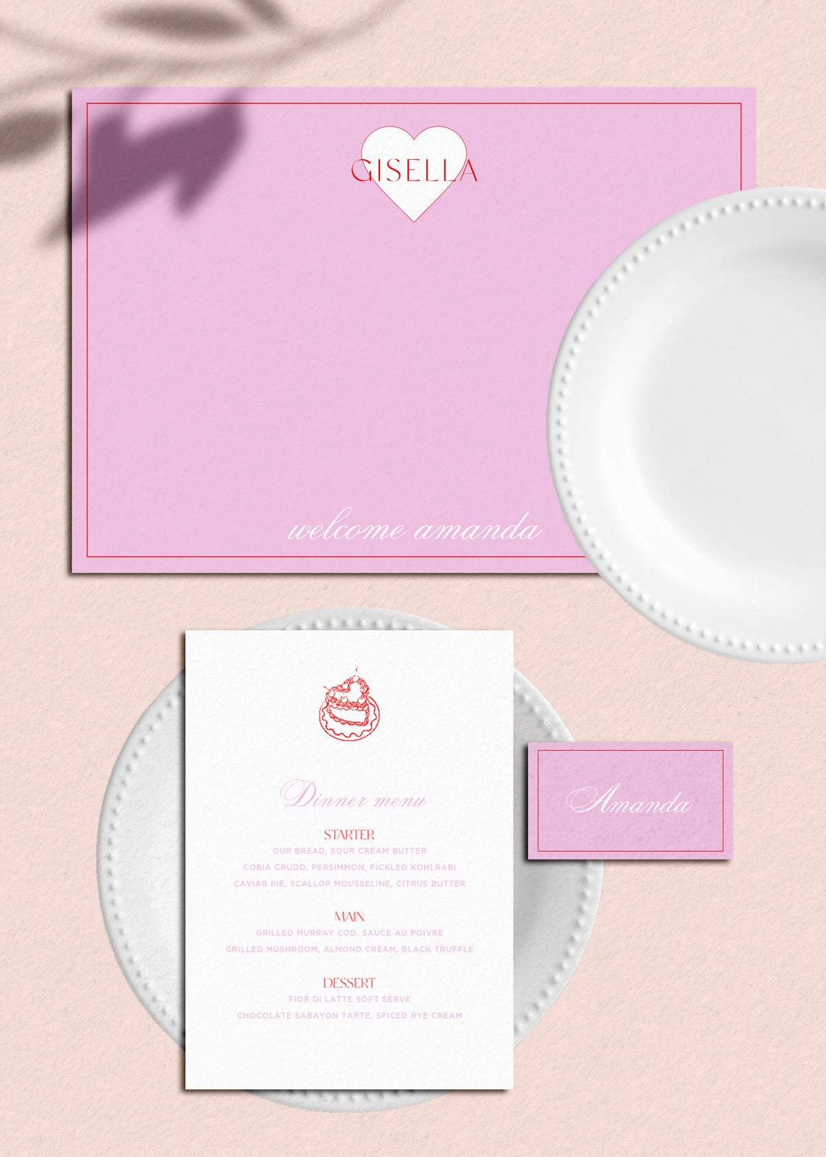 Menu & Place Card Editable Template | Sweethearts - Vorfreude Stationery