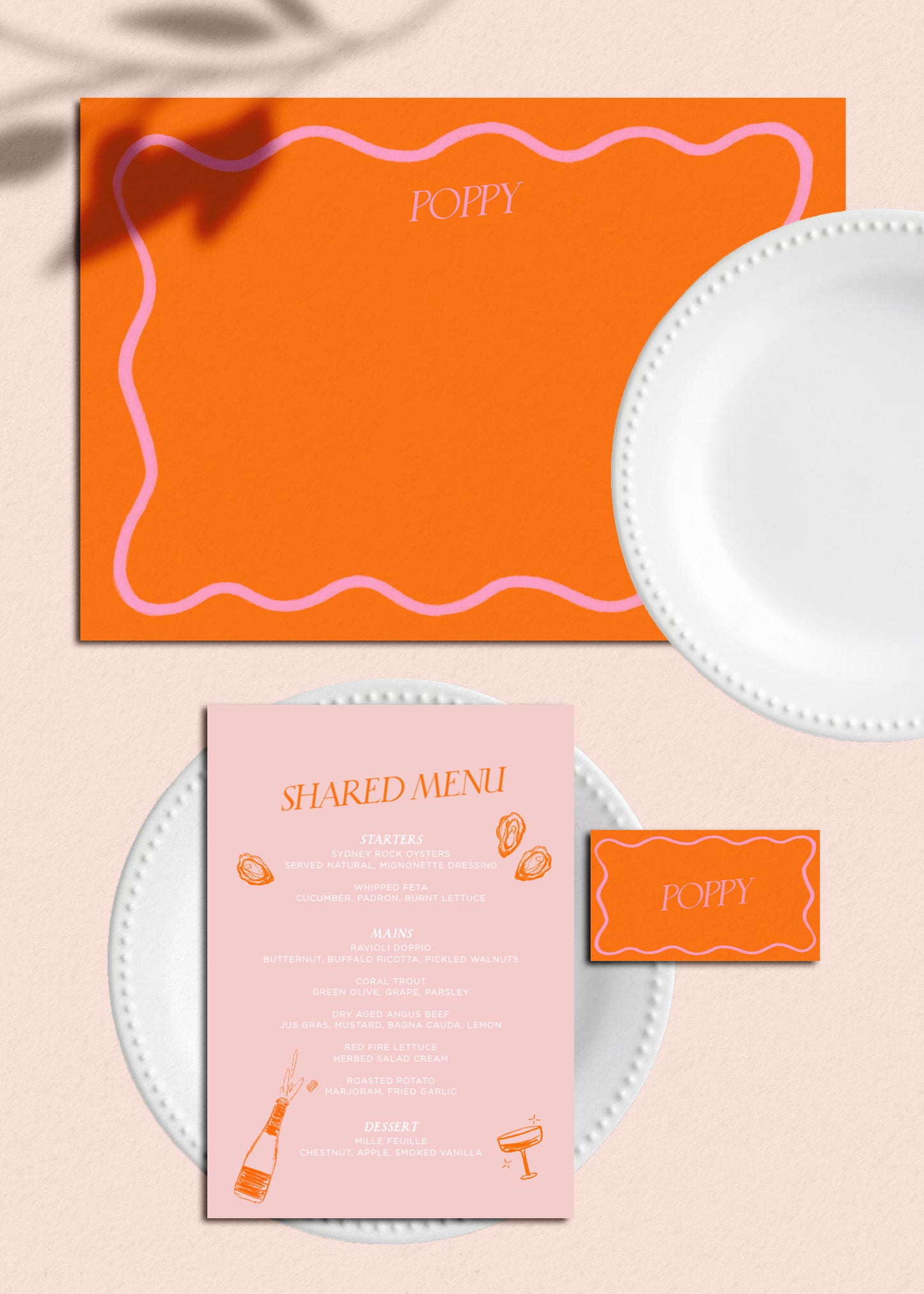 Menu & Place Card Editable Template - Wavy - Vorfreude Stationery