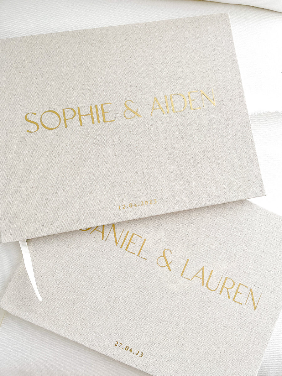 Linen Wedding Guest Books Australia Delivery