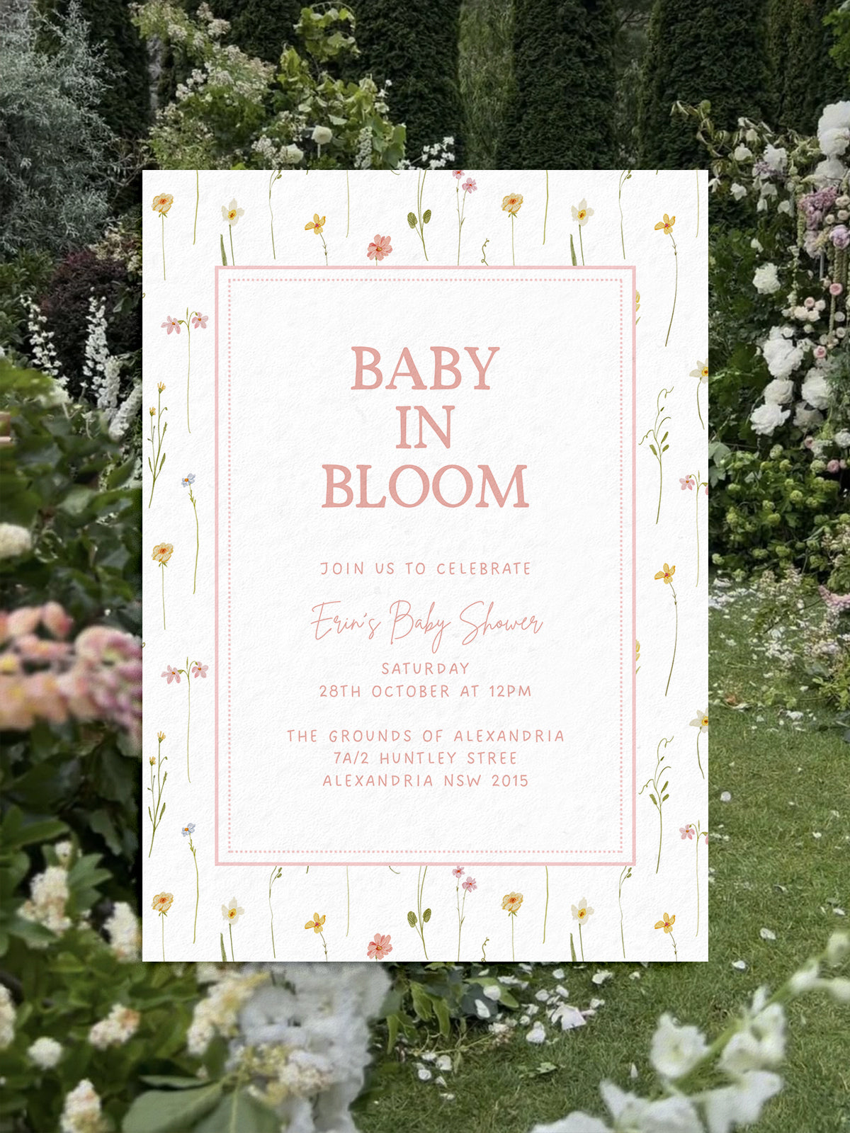 Baby in Bloom Baby Shower Invite Editable Canva Template | Prairie - Vorfreude Stationery
