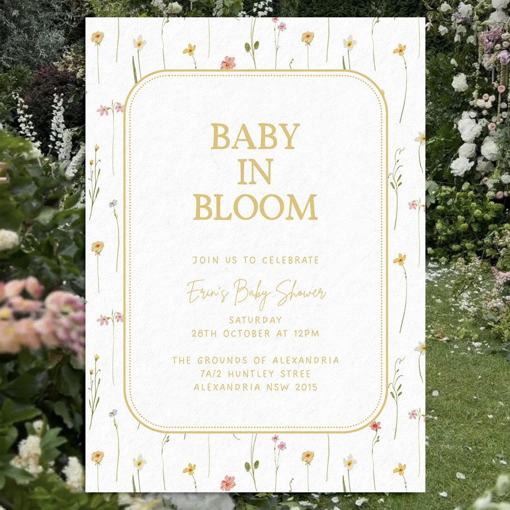 Baby in Bloom Baby Shower Invite Editable Canva Template | Prairie