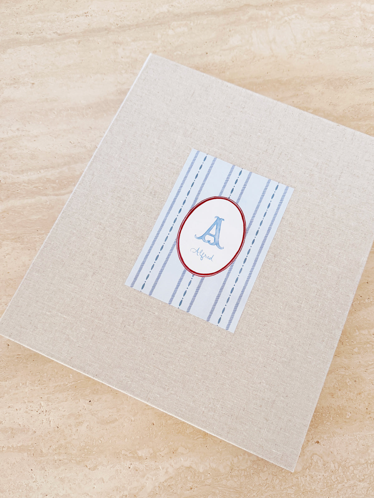 Baby Book Photo Album - Blue Monogram Frame