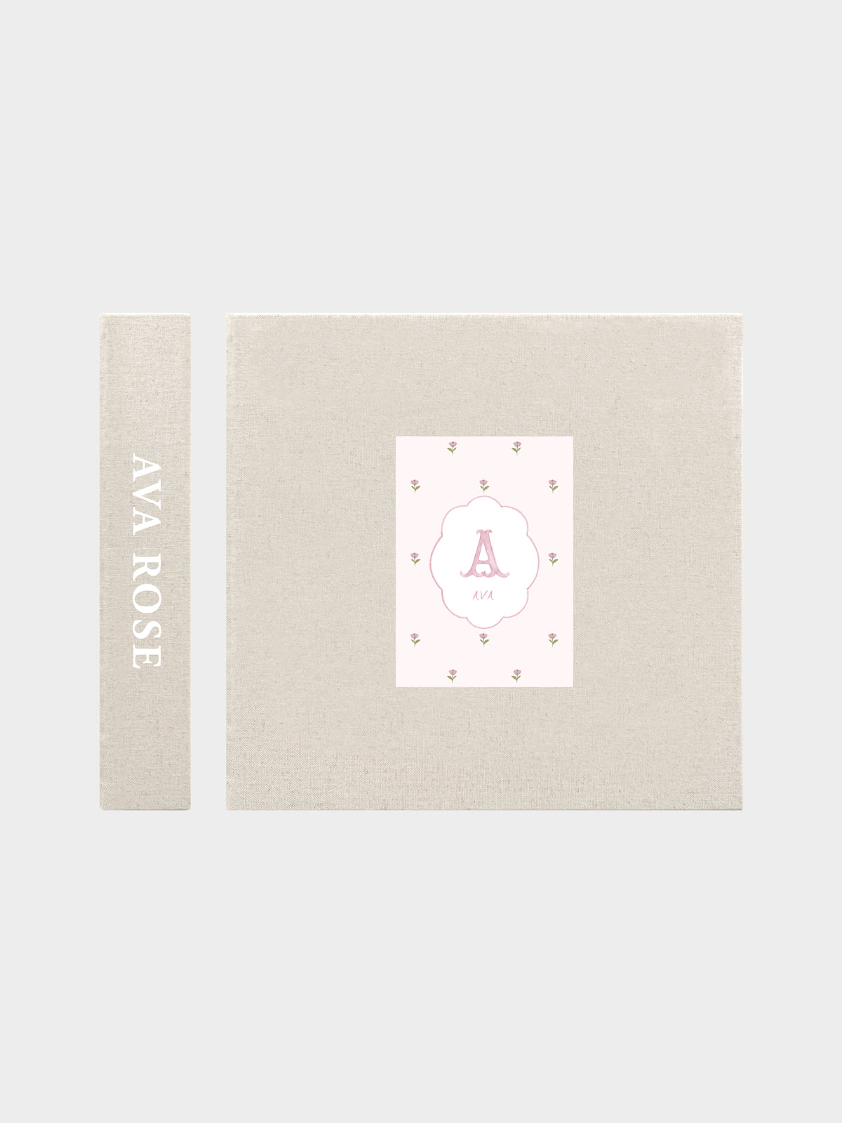 Baby Book Photo Album - Pink Monogram Frame