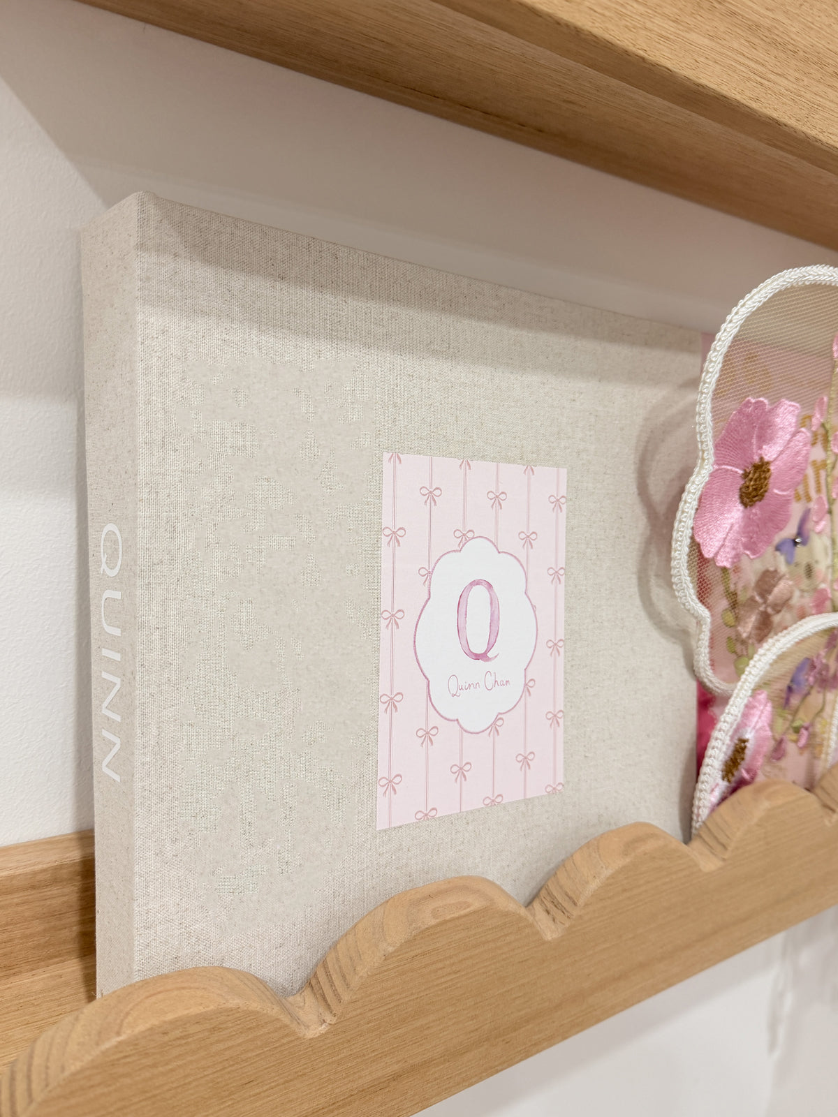 Baby Book Photo Album - Pink Monogram Frame