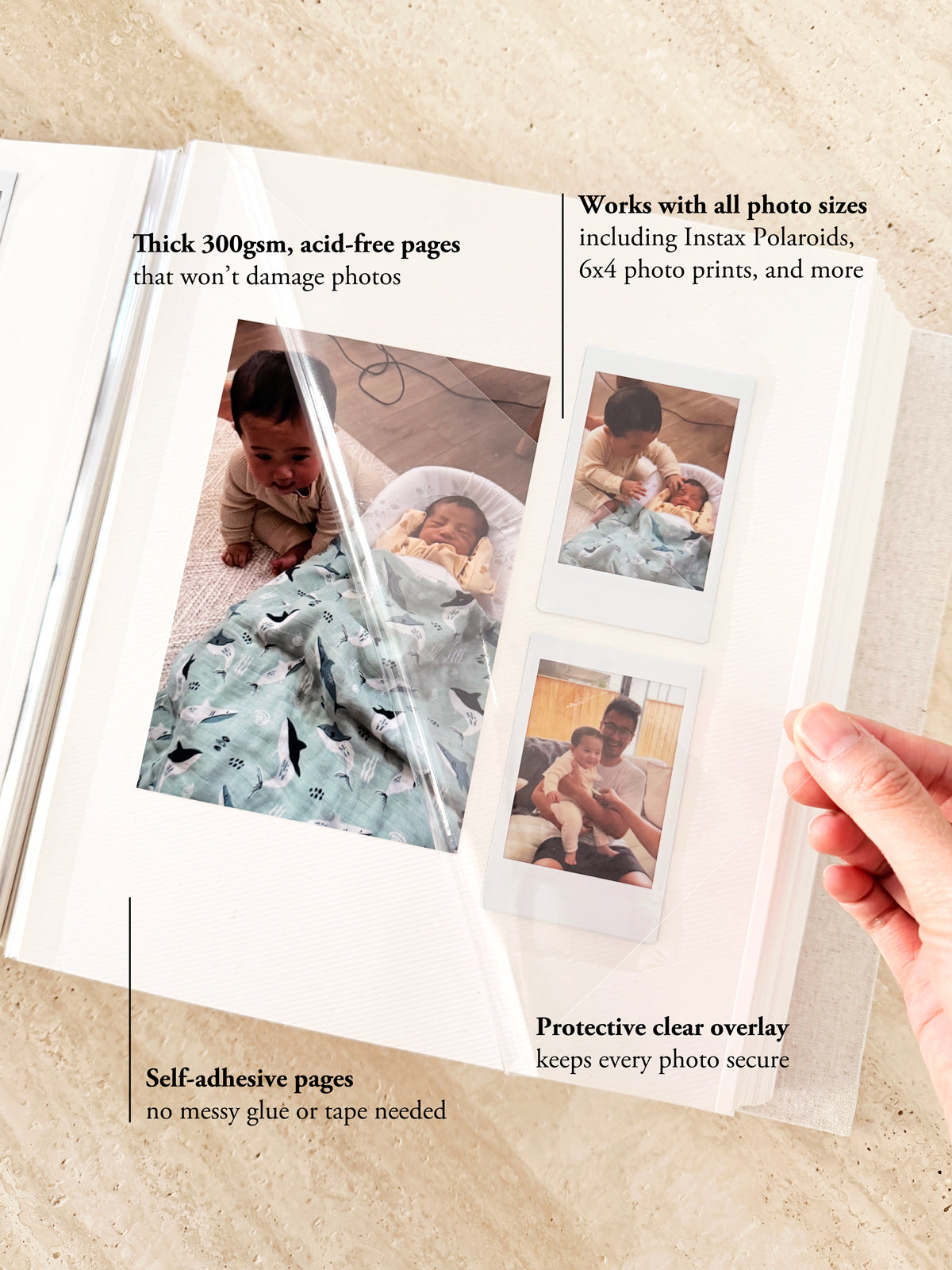 Baby Book Photo Album - Blue Monogram Frame