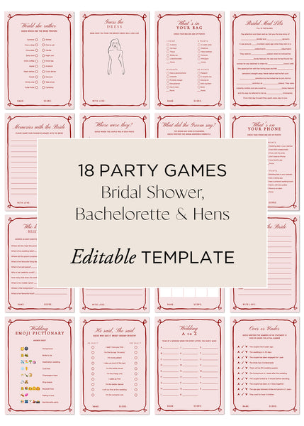 Hens Bachelorette Party Games Canva Template | Beloved