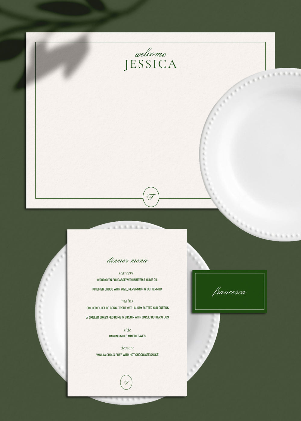 Menu & Place Card Editable Template - Brasserie - Vorfreude Stationery