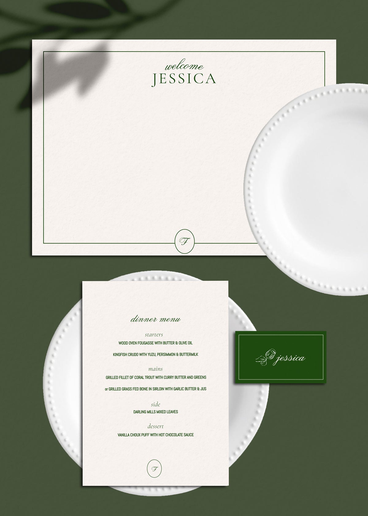 Menu & Place Card Editable Template | Brasserie