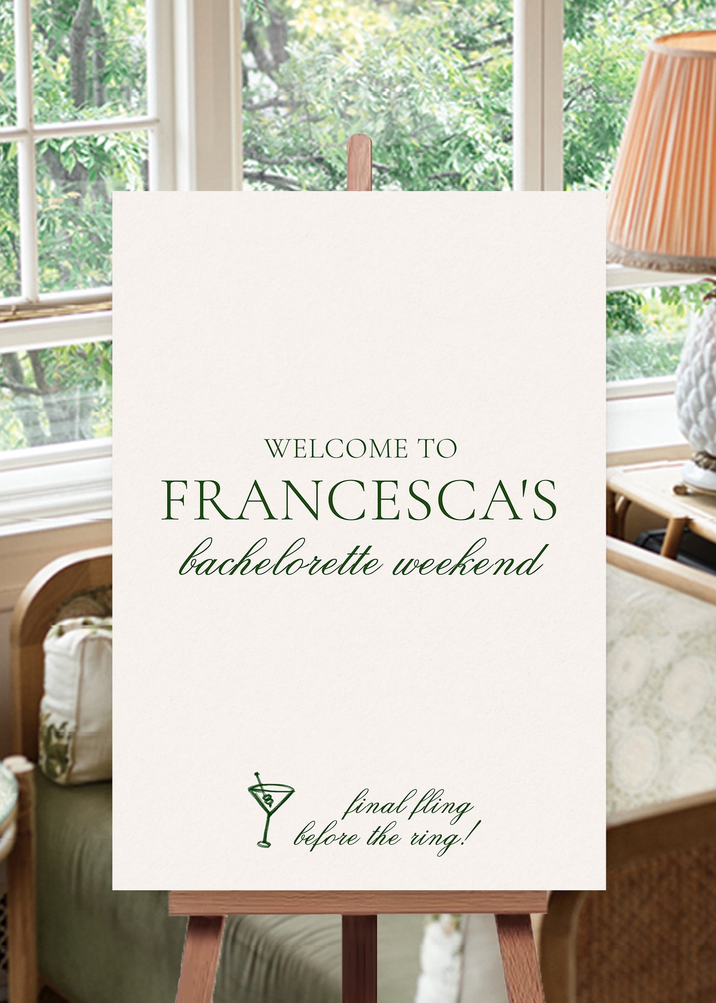 Hens Bachelorette Welcome Sign Editable Canva Template | Brasserie