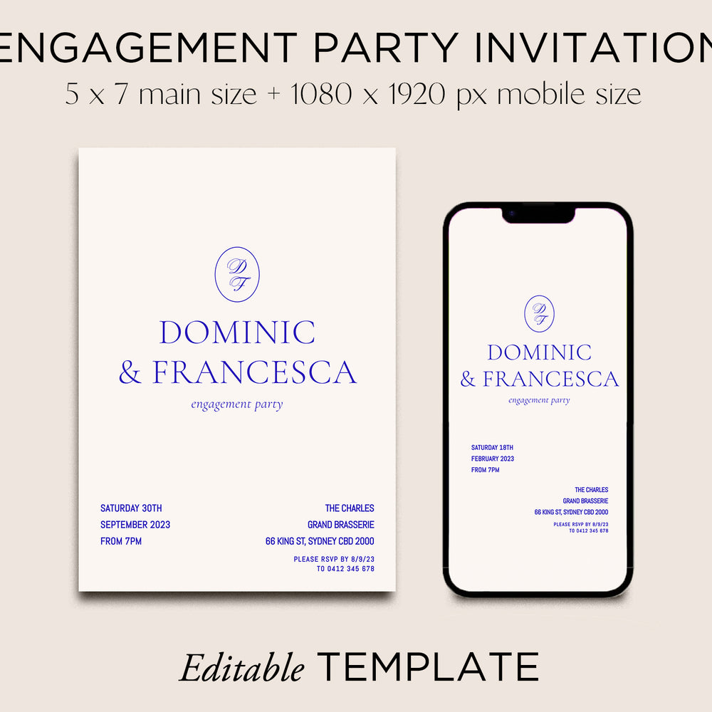 
                      
                        Engagement Party Invitation Editable Template - Brasserie - Vorfreude Stationery
                      
                    