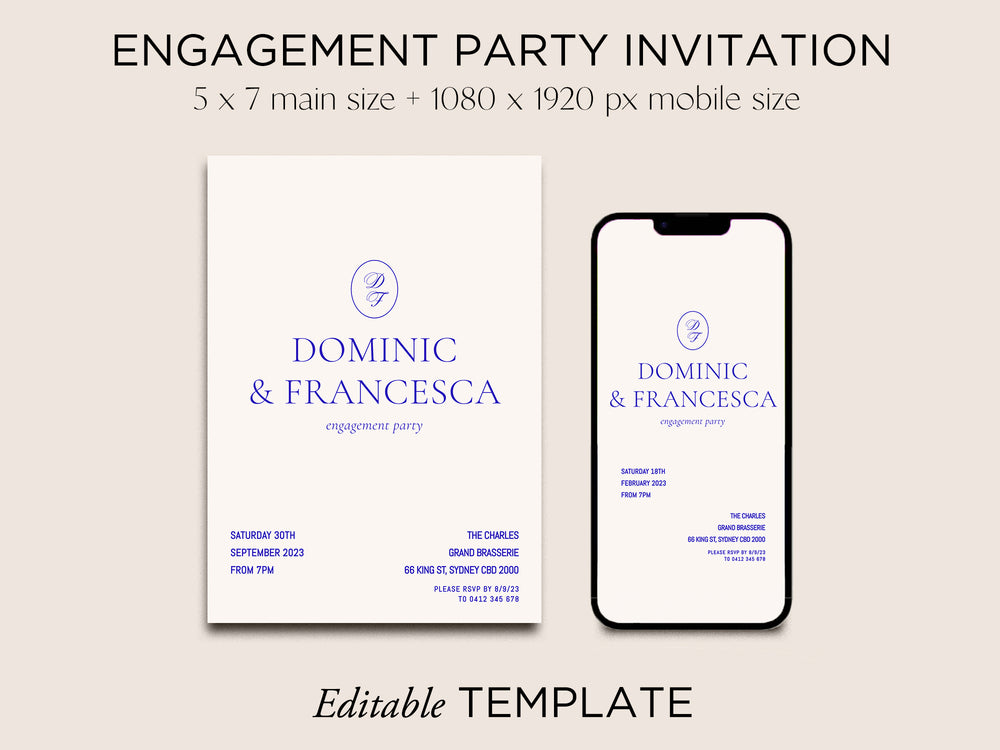 
                  
                    Engagement Party Invitation Editable Template - Brasserie - Vorfreude Stationery
                  
                