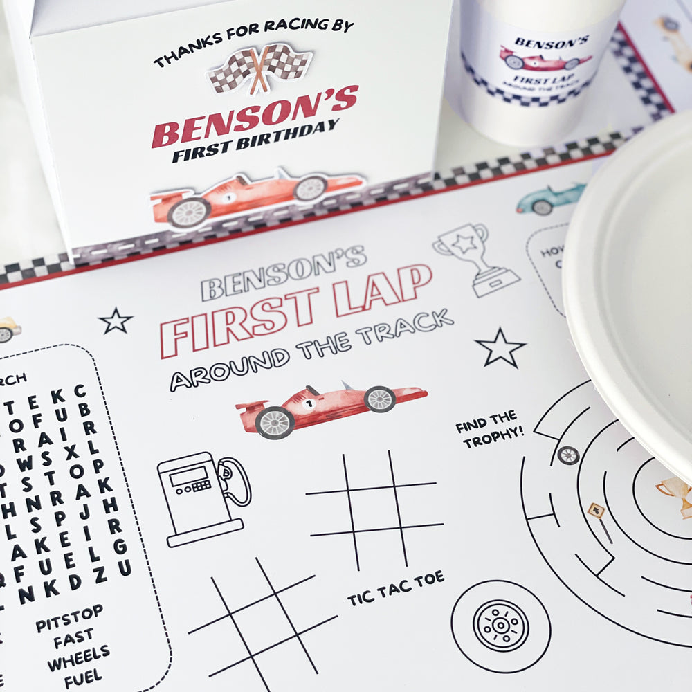 First Lap Birthday Treat Box Label Editable Template