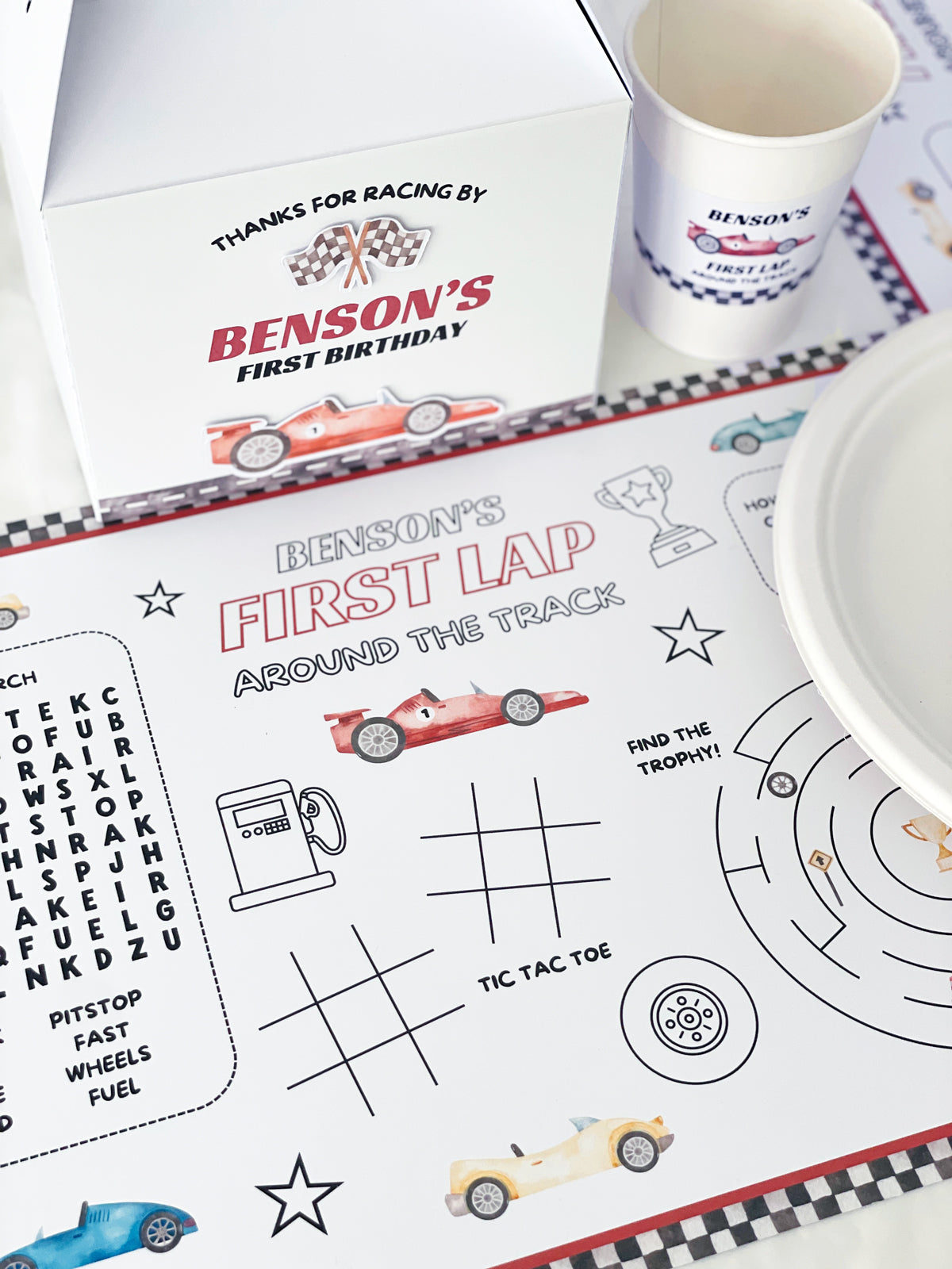 First Lap Birthday Treat Box Label Editable Template