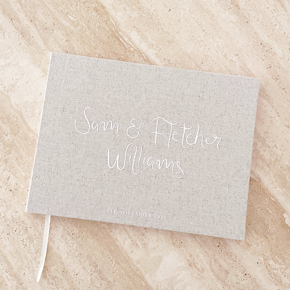 
                      
                        *PRE-ORDER MID NOV* Wedding Guest Book - Darling Linen - Vorfreude Stationery
                      
                    