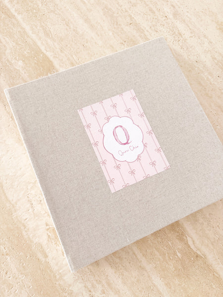 Baby Book Photo Album - Pink Monogram Frame