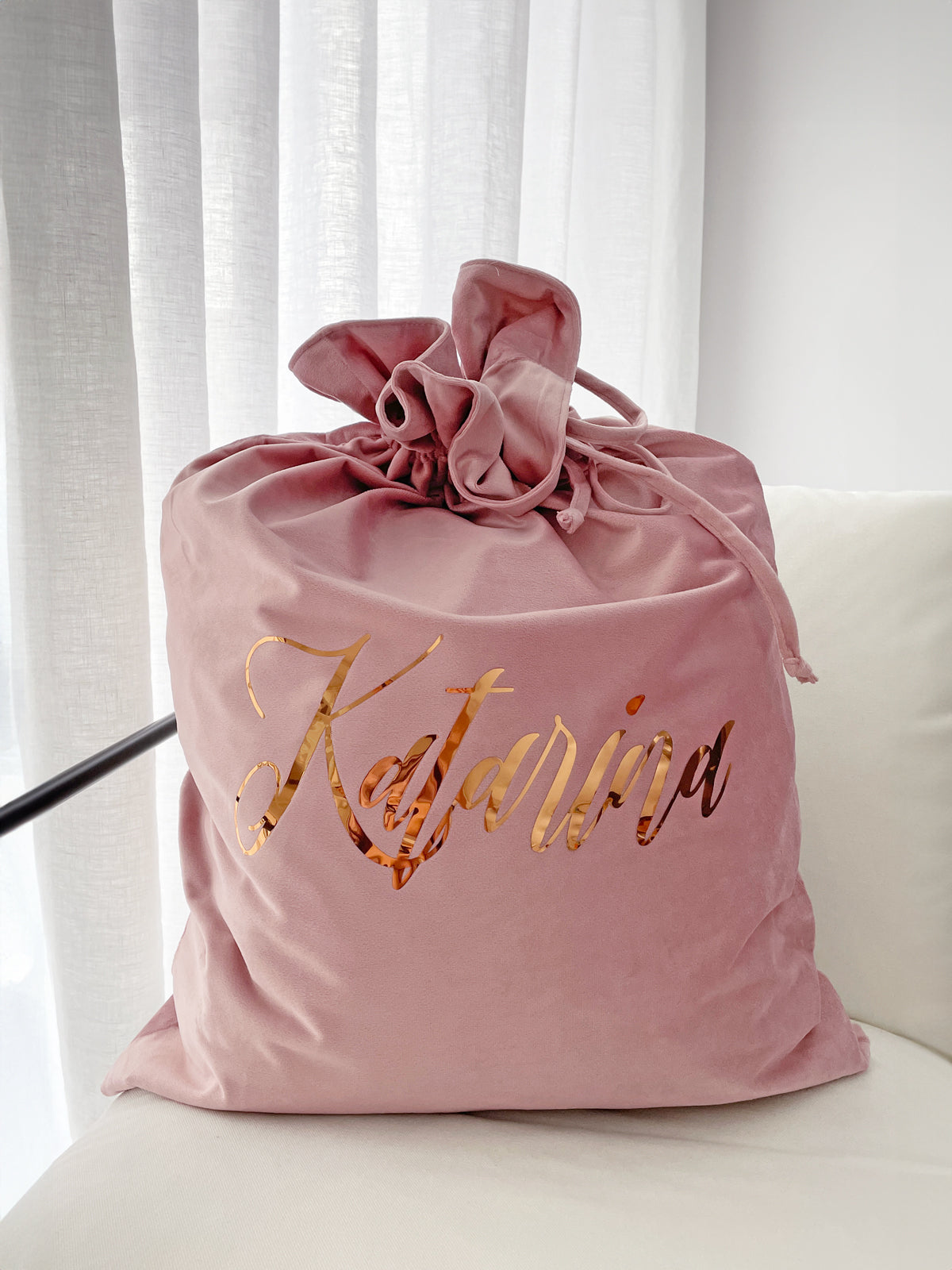 Personalised Velvet Christmas Santa Sack - Pink - Vorfreude Stationery