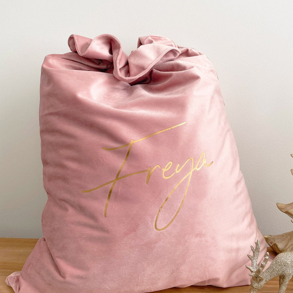 Personalised Velvet Christmas Santa Sack - Pink