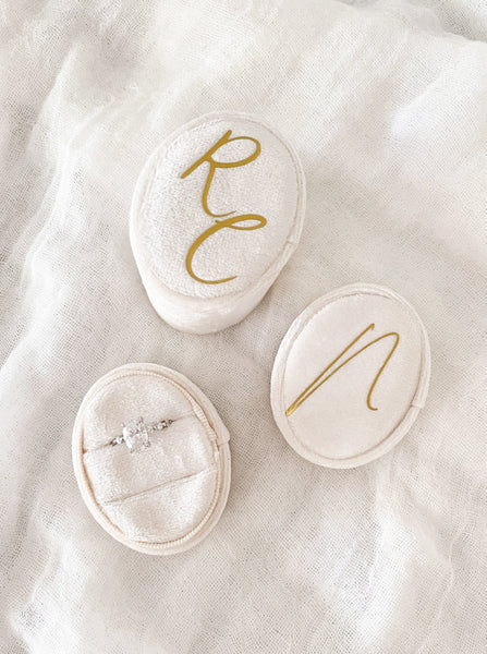 Wedding Ring Box - Silvery Moon Velvet