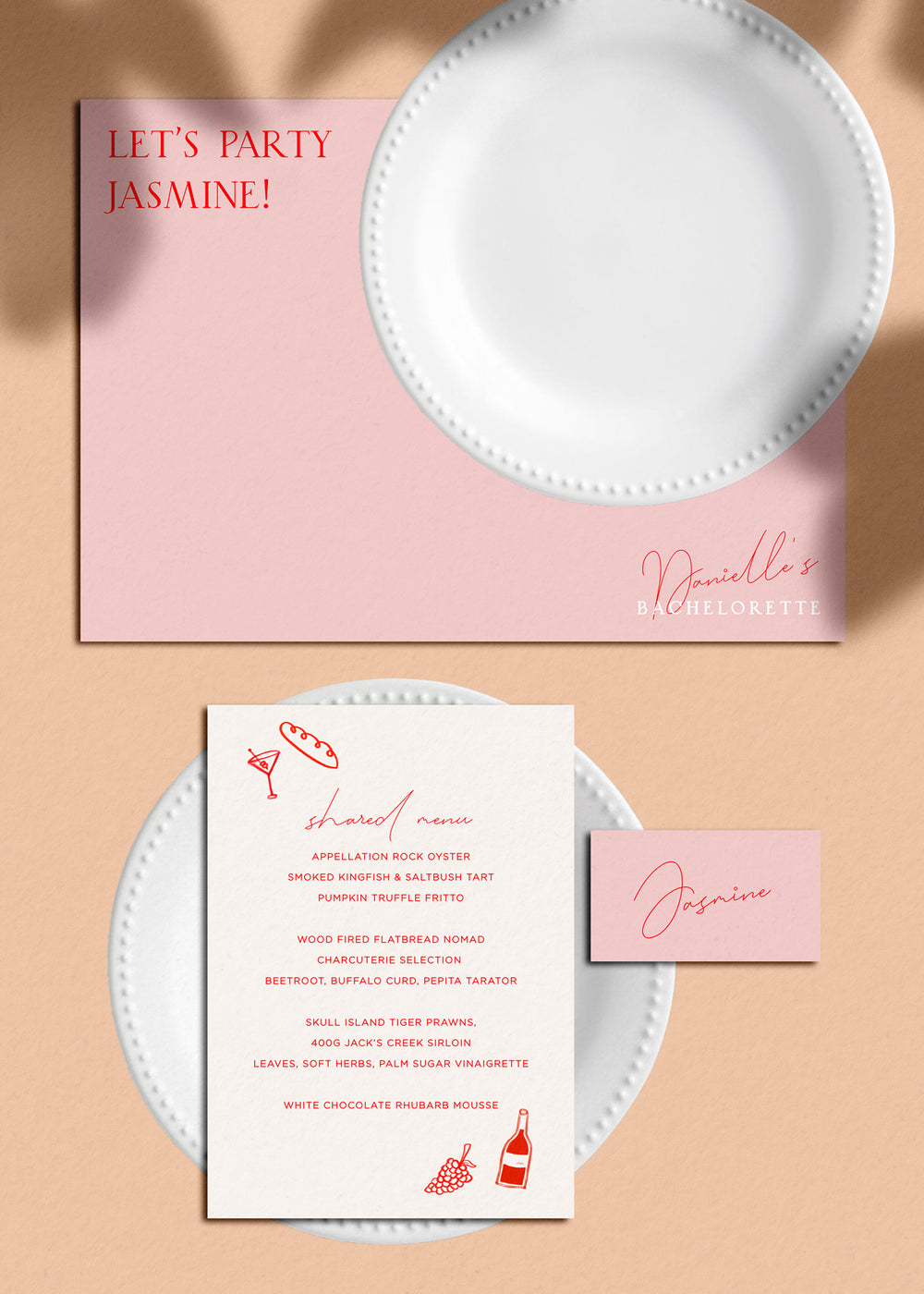 Menu & Place Card Editable Template - Smitten - Vorfreude Stationery