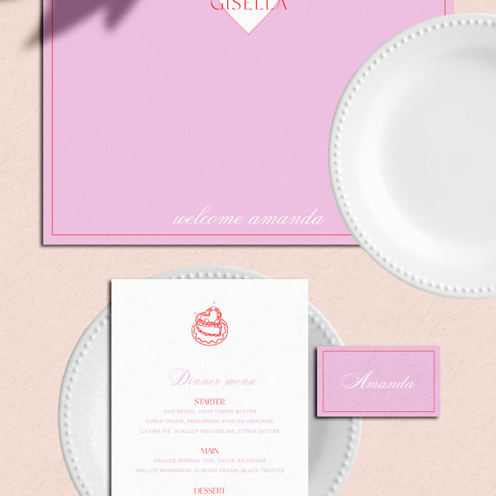 Menu & Place Card Editable Template | Sweethearts