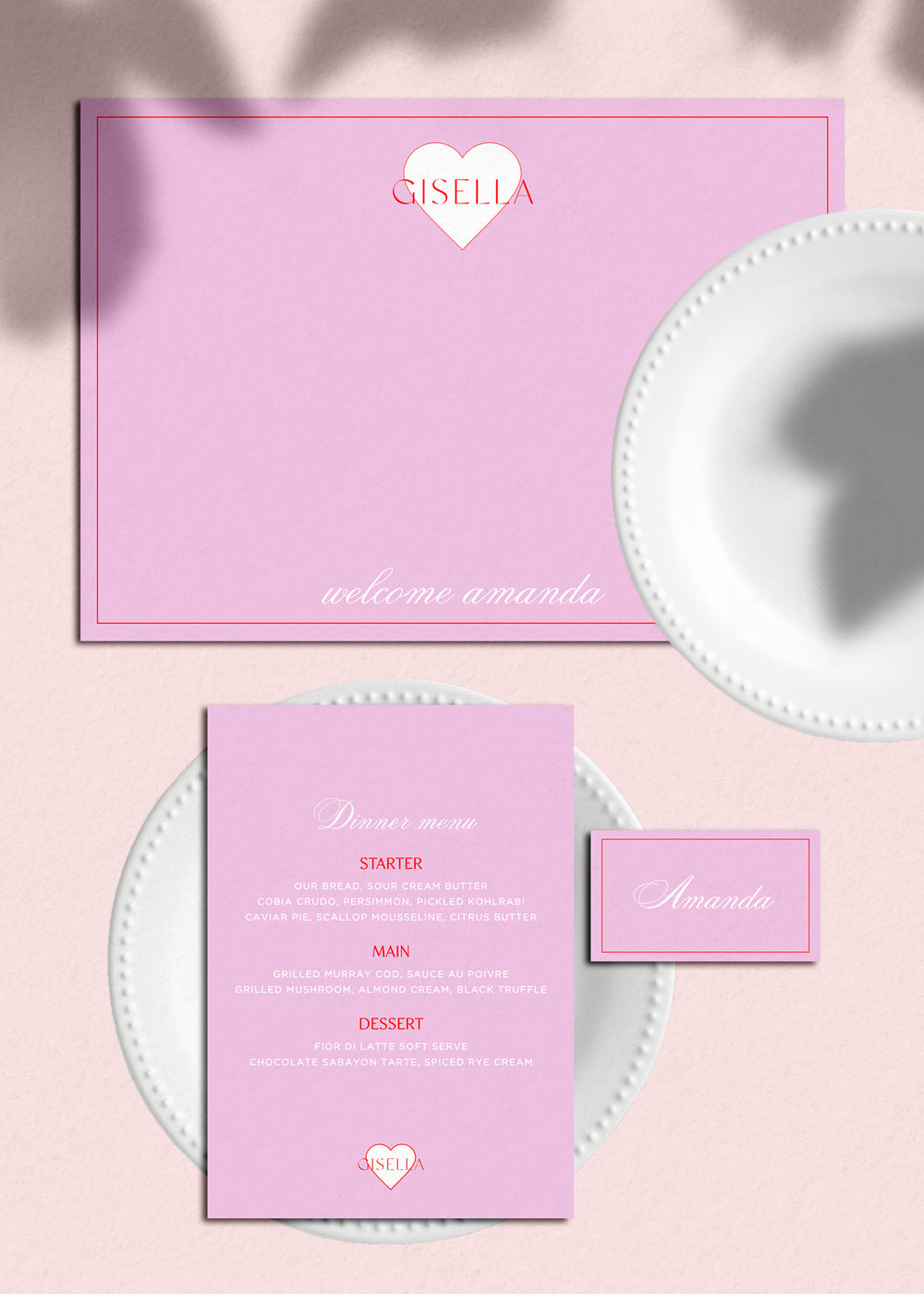 Menu & Place Card Editable Template - Sweethearts - Vorfreude Stationery