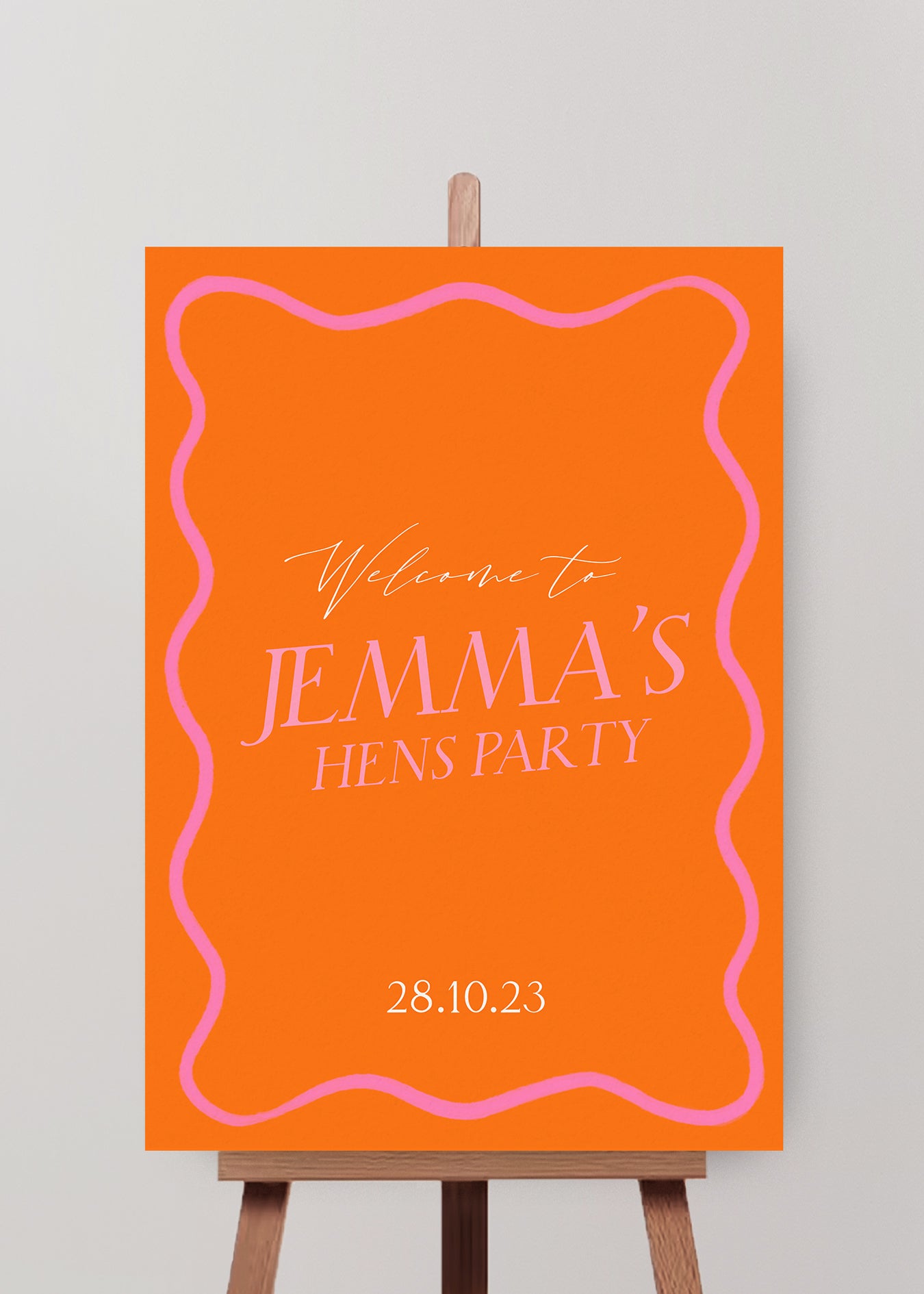 Hens Bachelorette Welcome Sign Editable Template - Wavy - Vorfreude Stationery
