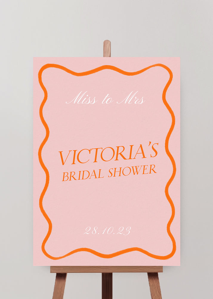 Hens Bachelorette Welcome Sign Editable Template - Wavy - Vorfreude Stationery