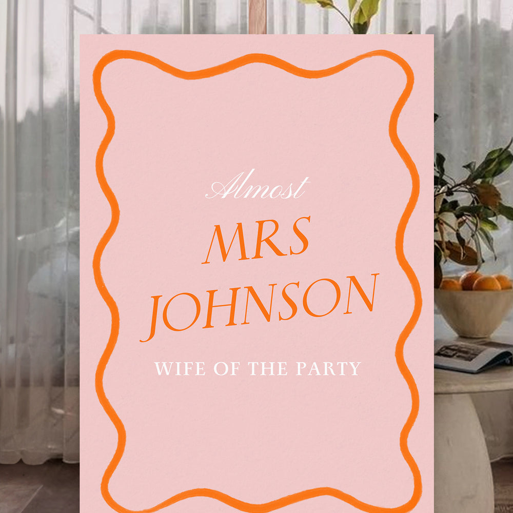 Hens Bachelorette Welcome Sign Editable Canva Template | Wavy