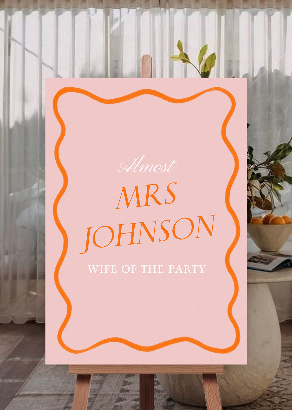 Hens Bachelorette Welcome Sign Editable Canva Template | Wavy