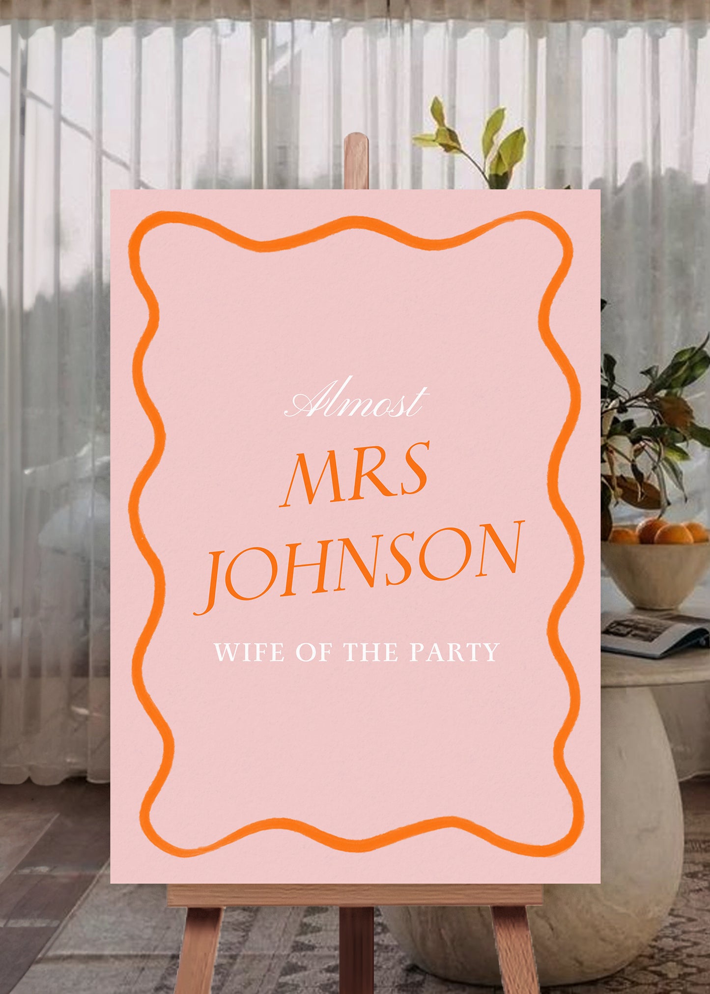 Hens Bachelorette Welcome Sign Editable Canva Template | Wavy