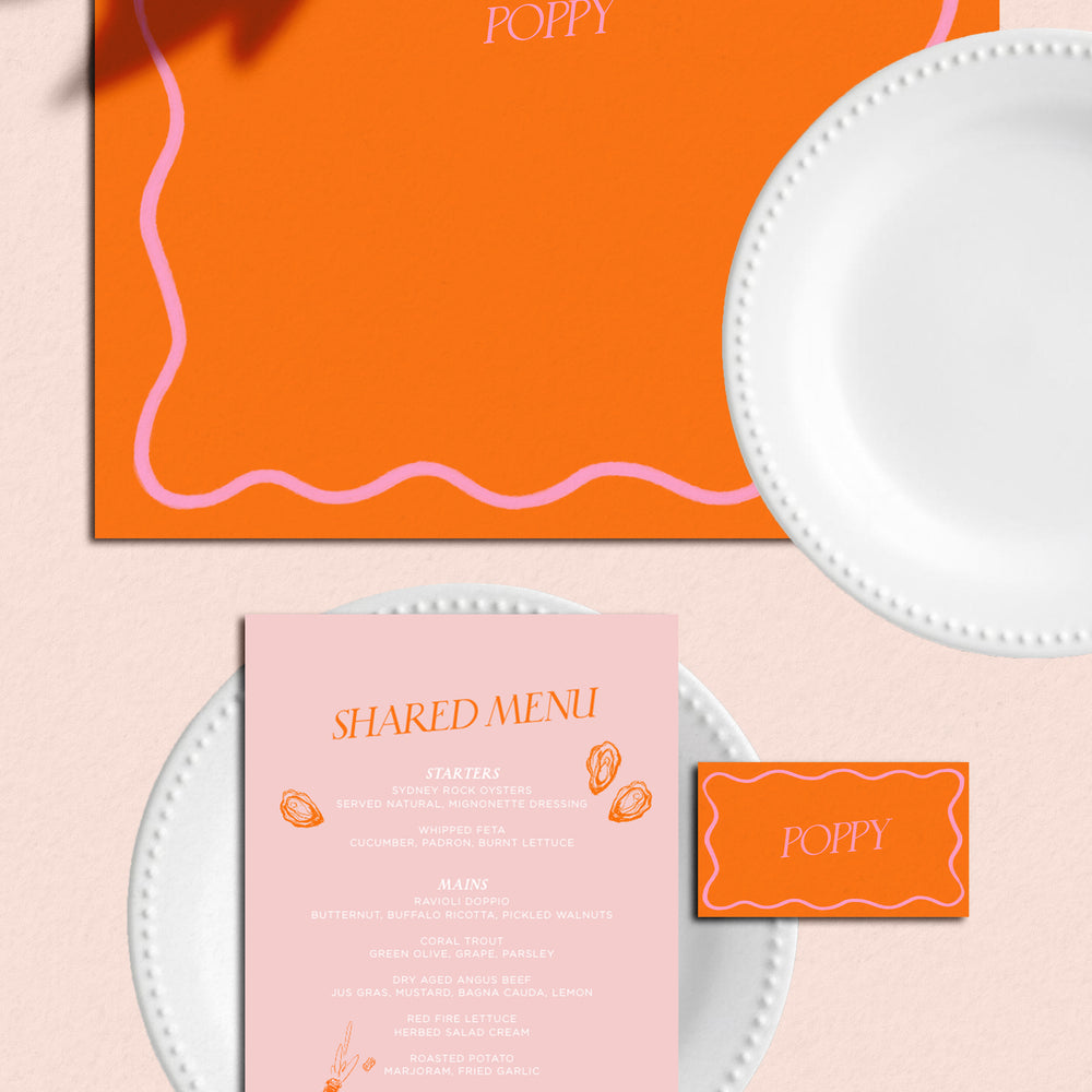 Menu & Place Card Editable Template - Wavy - Vorfreude Stationery
