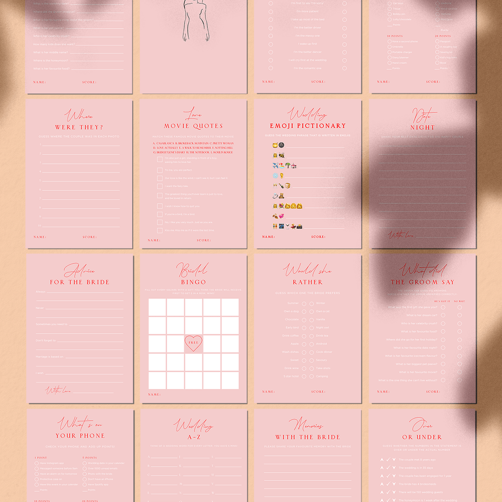 
                      
                        Hens Bachelorette Party Games Editable Template - Smitten - Vorfreude Stationery
                      
                    