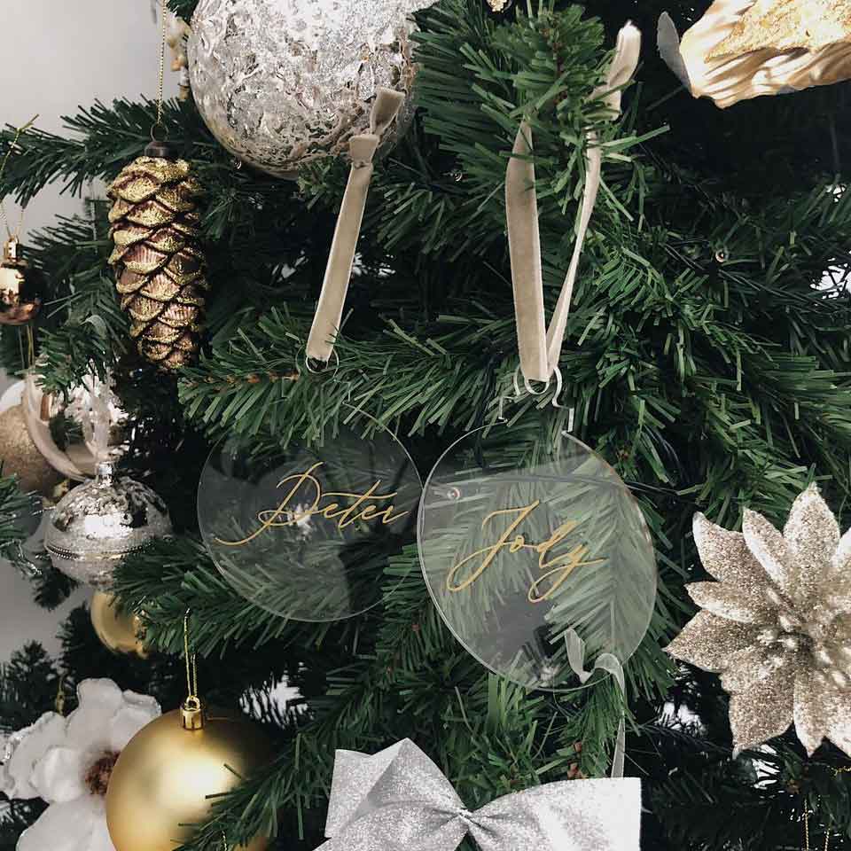 Personalised Acrylic Round Bauble Ornament - Vorfreude Stationery