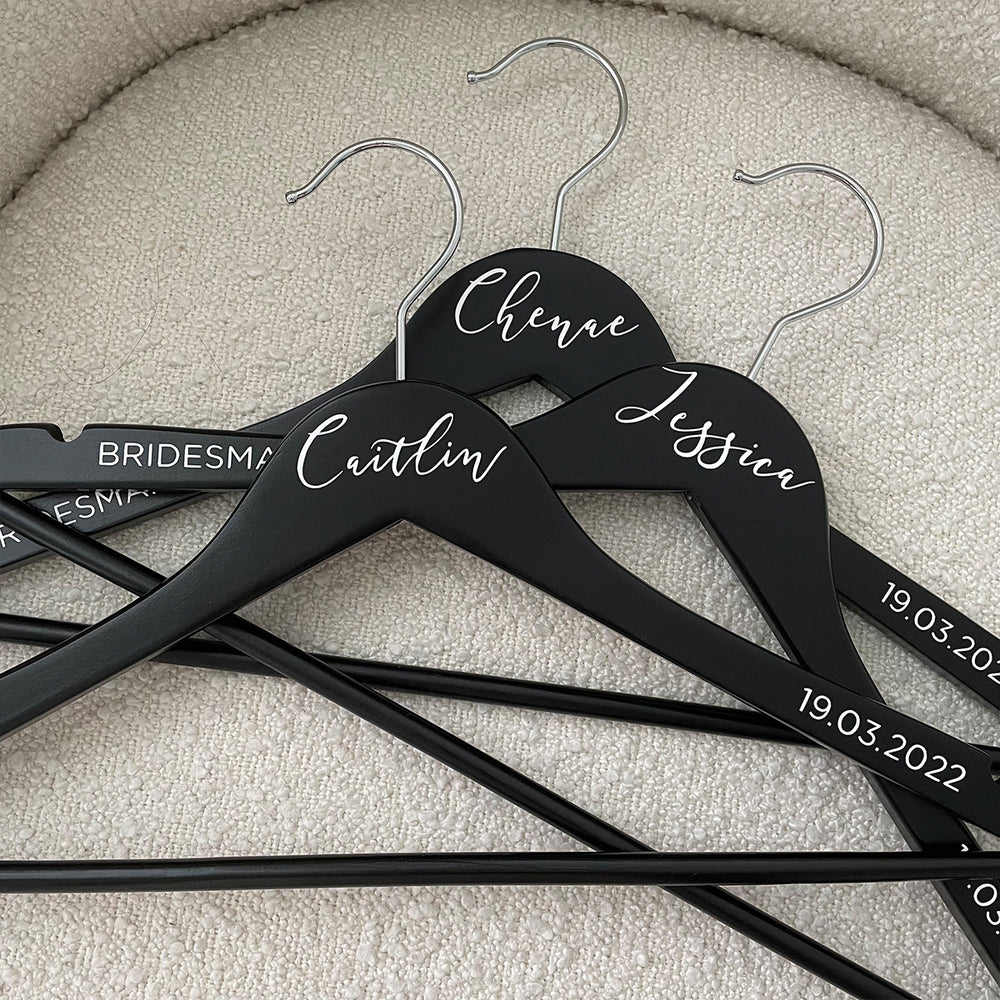 Personalised Black Dress/Coat Wedding Hanger - Vorfreude Stationery